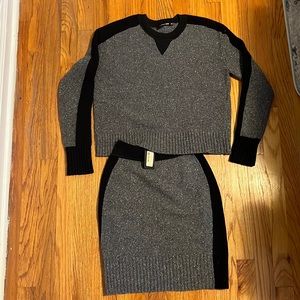 RAG AND BONE charcoal grey/black knit stripe Nina sweater skirt set NWT size xs